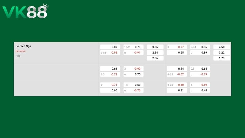 Bảng kèo Ecuador vs Bờ Biển Ngà